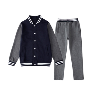 中小学生校服春秋款外套学院藏青枣红英伦风套装北大附属棒球服