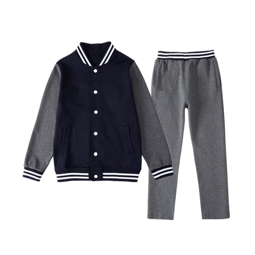 中小学生校服春秋款外套学院藏青枣红英伦风套装北大附属棒球服