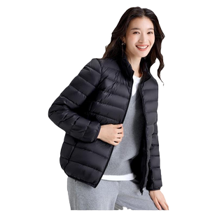 雅鹿立领轻薄款羽绒服女短款2026秋冬新款小个子纯色保暖羽绒外套