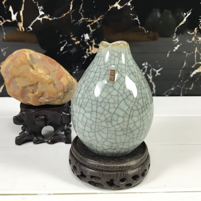 龙泉青瓷创意小花器陶瓷莲花花瓶水培桌面展示架装饰摆件