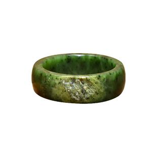 紫润轩新疆和田玉方条碧玉籽料手镯55MM玛纳斯留皮菠菜绿收藏级