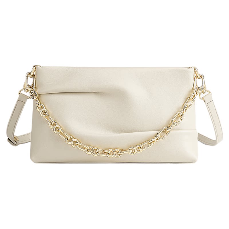 COOGI包包女2026新款真皮褶皱单肩斜挎包小众设计高级感小方包软