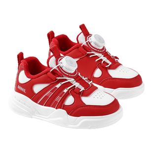 annil安奈儿童鞋2025冬季新款女童加绒保暖棉鞋男童红色休闲板鞋