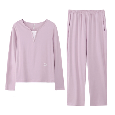 超柔软长袖情侣睡衣女春秋款