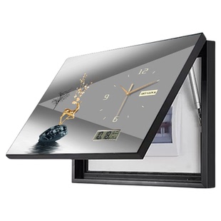 万年历电表箱装饰画带钟表免打孔配电箱遮挡画现代轻奢静音钟挂画