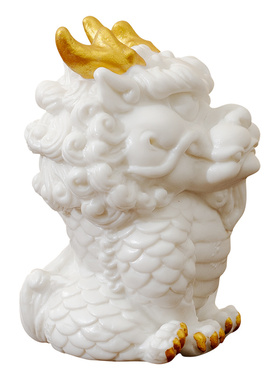 国风文创新中式陶瓷麒麟桌面摆件