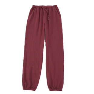 100%全棉水洗纯棉纱布睡裤男女双层绉布收口情侣家居裤防蚊裤春秋