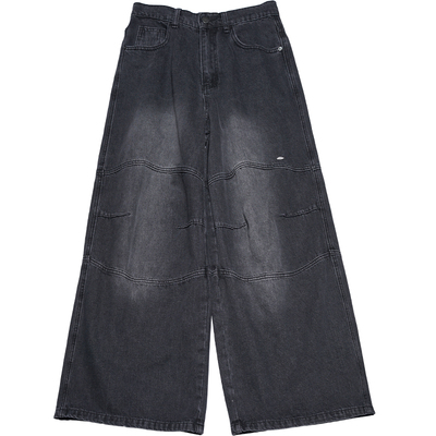 STILLYOU个性松弛分割黑灰牛仔裤