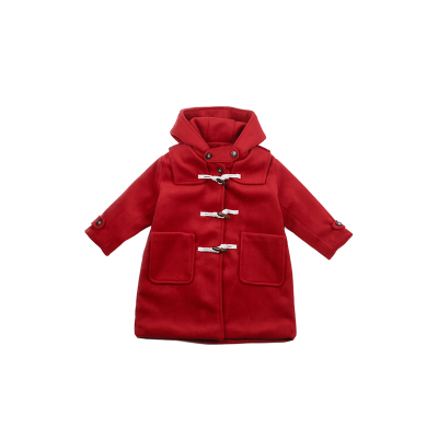 2023冬装款儿童宝宝年服毛呢大衣女童韩版洋气加厚保暖牛角扣外套