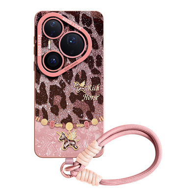 轻奢风豹纹小马！编织手绳硅胶壳