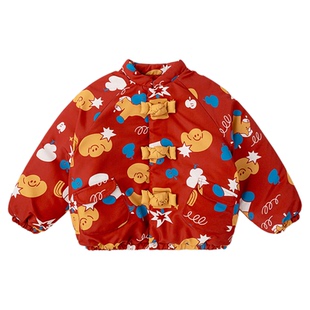 嘟嘟家儿童拜年服宝宝棉服红色男童年衣女童年服新中式男宝唐装冬