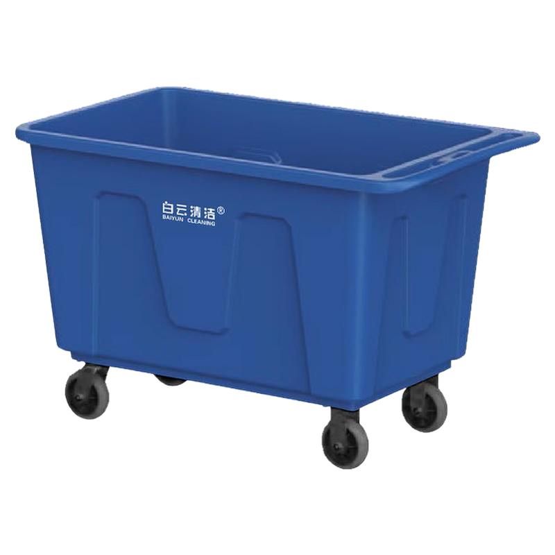 洗衣房布草车洗涤厂衣服收集车加厚塑料桶推车带轮服务推车大容量