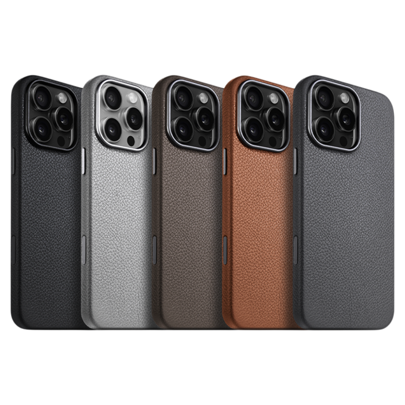 Sipolg适用苹果iPhone17Pro真皮手机壳16Promax新款磁吸进口牛皮保护套AI指纹键防滑全包防摔高-档