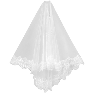 新款蕾丝新娘双层头纱韩式短款超仙网红拍照森系主婚纱短头纱头饰