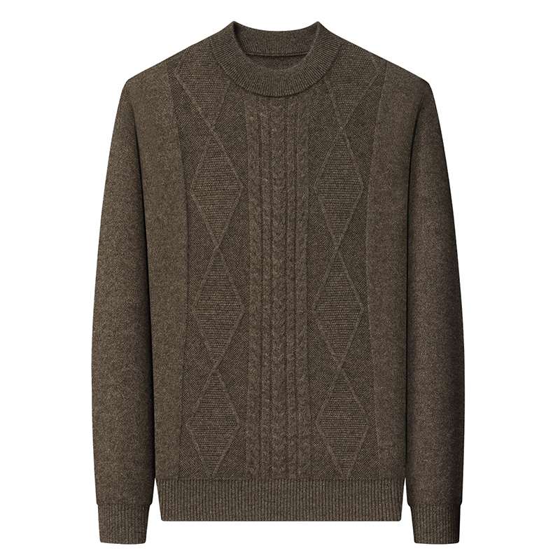 鄂尔多斯市羊绒衫纯山羊绒毛衣半高领2025新款提花加厚保暖针织衫