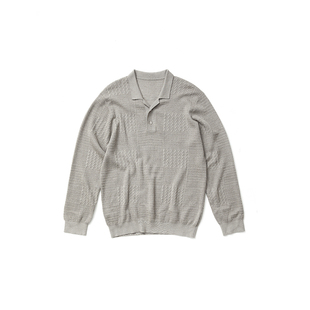 柞伴|野生柞蚕丝立体绞花针织衫男2026春新款polo领澳洲羊毛毛衣