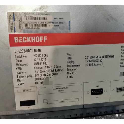 询价倍福BECKHOFF工控机CP6202-0001-0040，