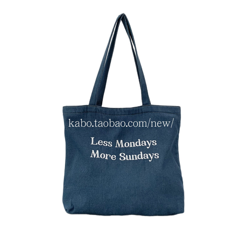2025新款韩系大容量字母时尚日常通勤百搭复古单肩帆布包牛仔包