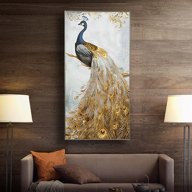 十字绣批发新款精准印花十字绣直销批发孔雀玄关厂家金客厅