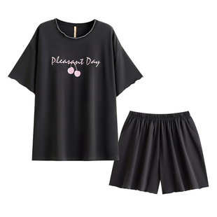 家乐芬带胸垫睡衣女款夏季夏天莫代尔短袖短裤家居服凉感冰丝休闲