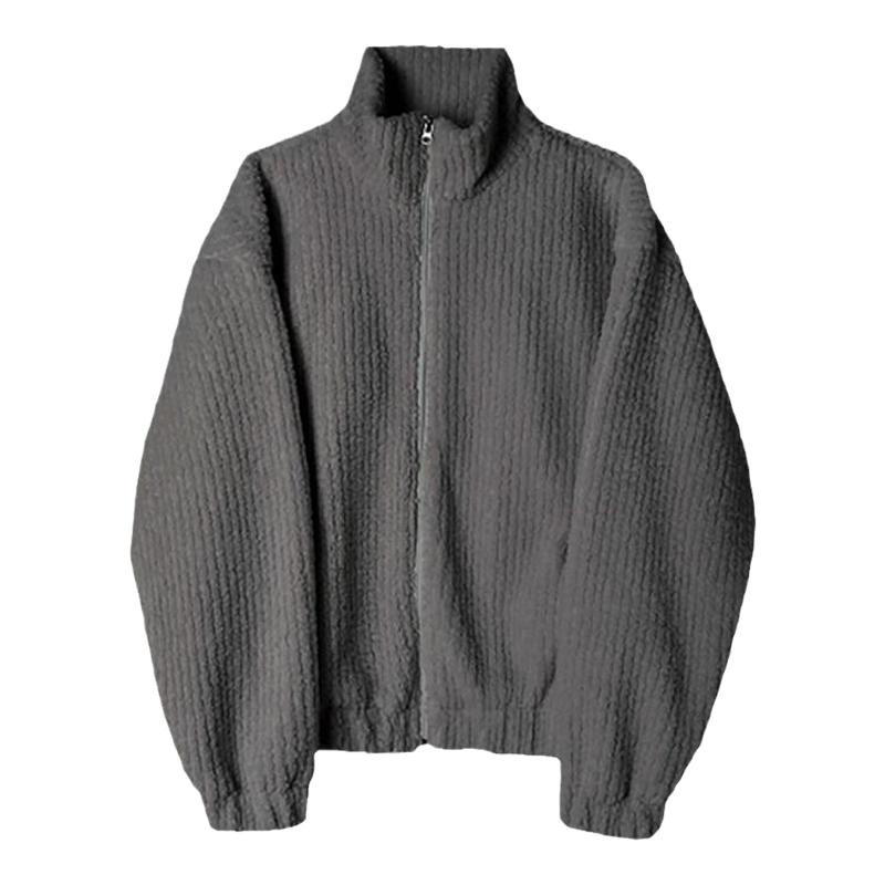 ASCLO&QIAO立领羊羔毛宽松棉服男士秋冬加厚毛绒短款夹克保暖外套