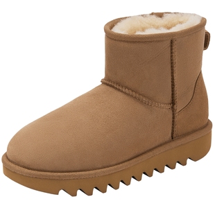 热风皮毛一体雪地靴女2025年冬季新款短筒靴子保暖毛毛鞋厚底棉鞋