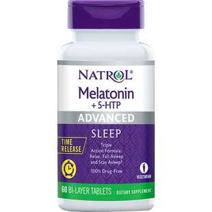 Natrol美国褪黑素睡眠片6mg 5htp五羟色氨酸片B6舒缓情绪轻松好眠