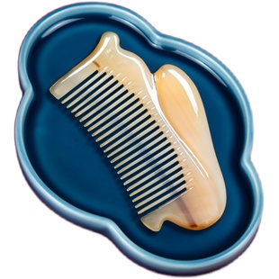 天然白水牛角小兔半月梳女儿童小孩梳子女孩牛角梳家用头皮梳头