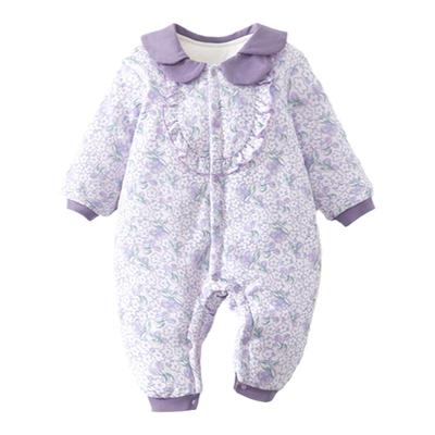 女宝宝婴儿连体衣夹棉秋冬季新生儿150克哈衣加厚外出超洋气爬服