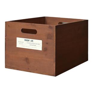 复古黑胶唱片收纳盒实木做旧CD专辑杂志书籍LP收藏箱杂物装饰木筐