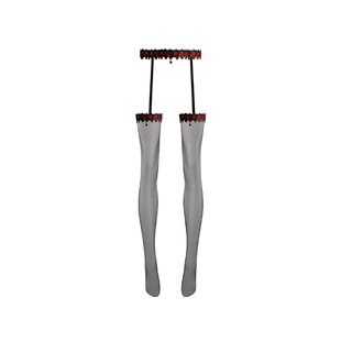 安幸「玺」3D超薄性感极光油亮女王宝石蕾丝绑带一体吊带丝袜黑丝