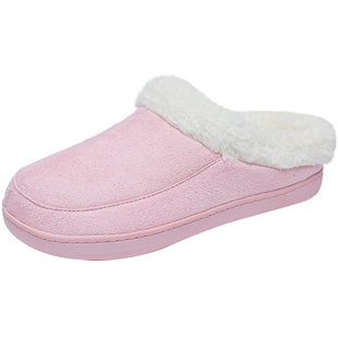 宝人冬季居家棉拖女士室内厚底半包粉色棉鞋加厚加绒保暖拖鞋防滑