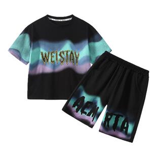 男童夏日多巴胺穿搭套装2026夏季新款中大儿童炸街男孩痞帅两件套