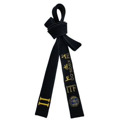 ITF国际跆拳道黑带鸣谦纯棉腰带