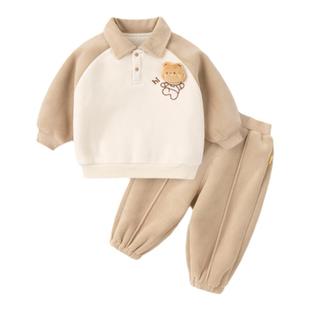 嘟嘟家儿童套装秋冬加厚宝宝加绒冬装两件套男童裤子冬季女童童装