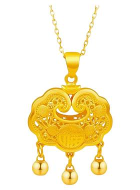 越南沙金锁吊坠婴儿锁坠子百福锁长命百岁仿黄金锁宝宝百日礼品