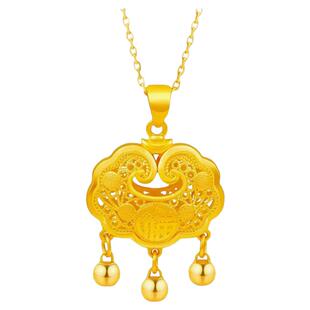 越南沙金锁吊坠婴儿锁坠子百福锁长命百岁仿黄金锁宝宝百日礼品