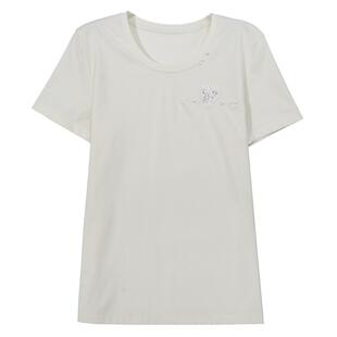 谜底T恤短袖女2025夏新品休闲日常手工钉珠合身X型上衣252MT0620