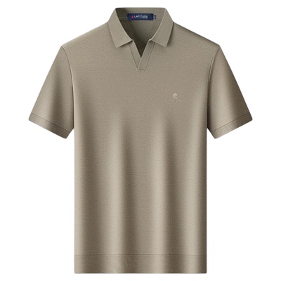 梦特娇醋酸桑蚕丝短袖polo衫上衣