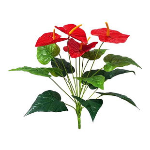 红掌一束手工成品花束一品红花箱塑胶假花装饰花卉仿真花高档摆设