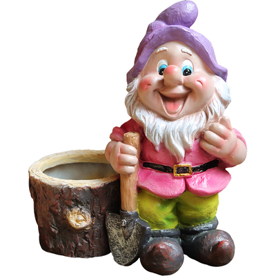 田园风树脂小矮人种植装饰摆件