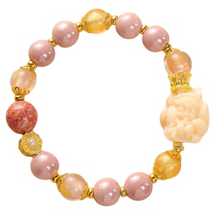 【普陀山官方】正品香灰琉璃手串粉瓷九尾狐转运手链送女友礼物