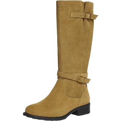 Bata西部靴女2025冬季商场新款牛剖皮粗跟显瘦长筒牛仔靴51052DG5