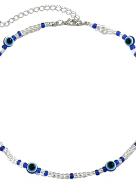 DIDOU恶魔之眼koz手链蓝眼睛米珠项链配饰套装小众美式手串锁骨链