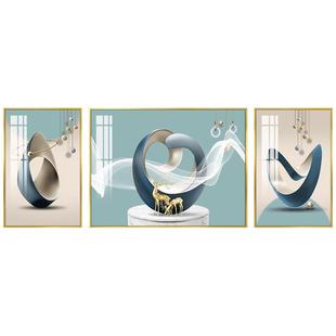 轻奢抽象沙发背景墙装饰画高档客厅三联组合挂画现代简约艺术壁画