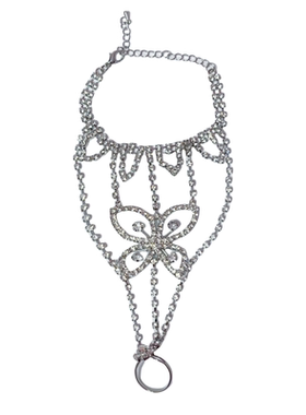 亚比小众水钻蝴蝶戒指手链