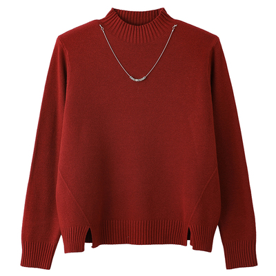 秋冬毛衣半高领女羊毛针织打底衫