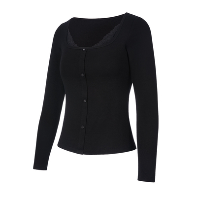 歌力诺自带胸垫长袖打底薄款T恤