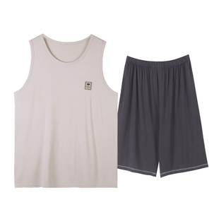 凉感睡衣男款夏季莫代尔棉绸无袖背心短裤夏天冰丝青年男生家居服