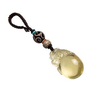 天然黄水晶精致貔貅汽车钥匙扣挂件高档创意饰品平安符男士小挂饰